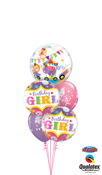 Birthday Girl Circus Bouquet - Qualatex 18 Inch Round Foil Balloon - Birthday Girl (350x600)