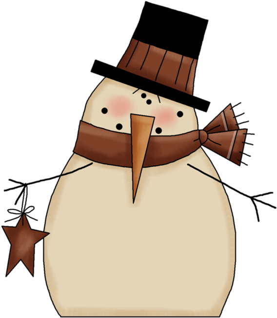 Primitive Plates, Snowman Clipart, Christmas Clipart, - Hat (600x678)