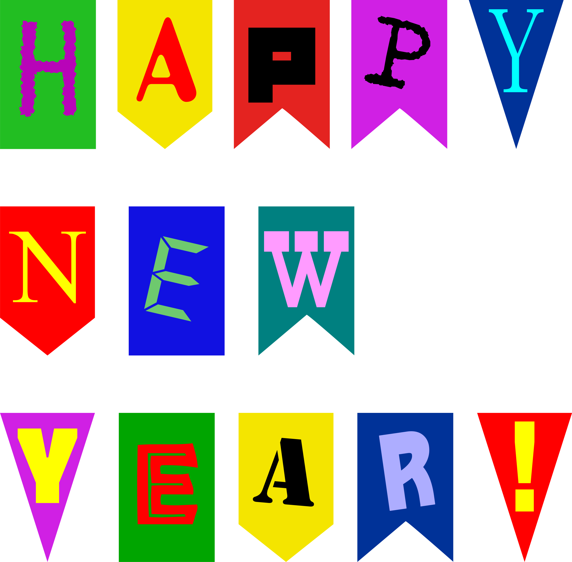 See Here Happy New Year 2018 Clipart Black And White - Happy New Year Flag (2400x2359)