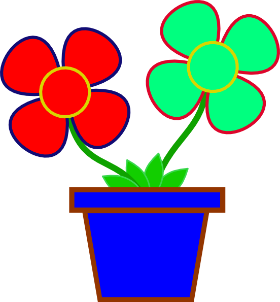 Flowers10 Clip Art At Clkercom Vector Online Royalty - Flower In A Pot Cartoon (552x595)