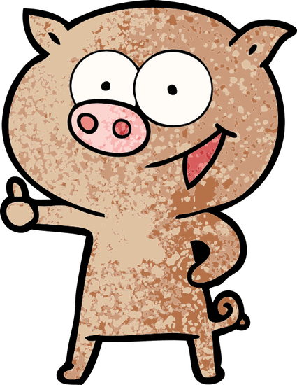 Cheerful Pig Cartoon - Illustration (425x550)