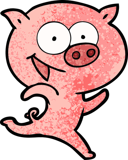Cheerful Running Pig Cartoon - Dibujos Alegres (439x550)