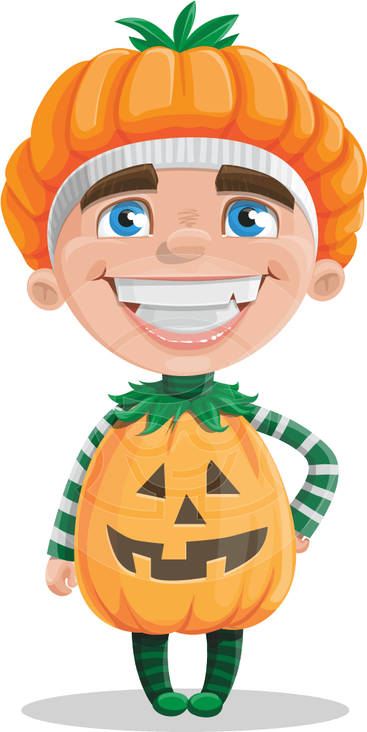 A Cheerful Boy Vector Cartoon, Dressed In A Halloween - Cartoon (691x1060)
