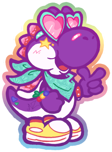 A Fashionable Purple Yosh For @gooey And Chewy Thank - Cartoon (500x655)
