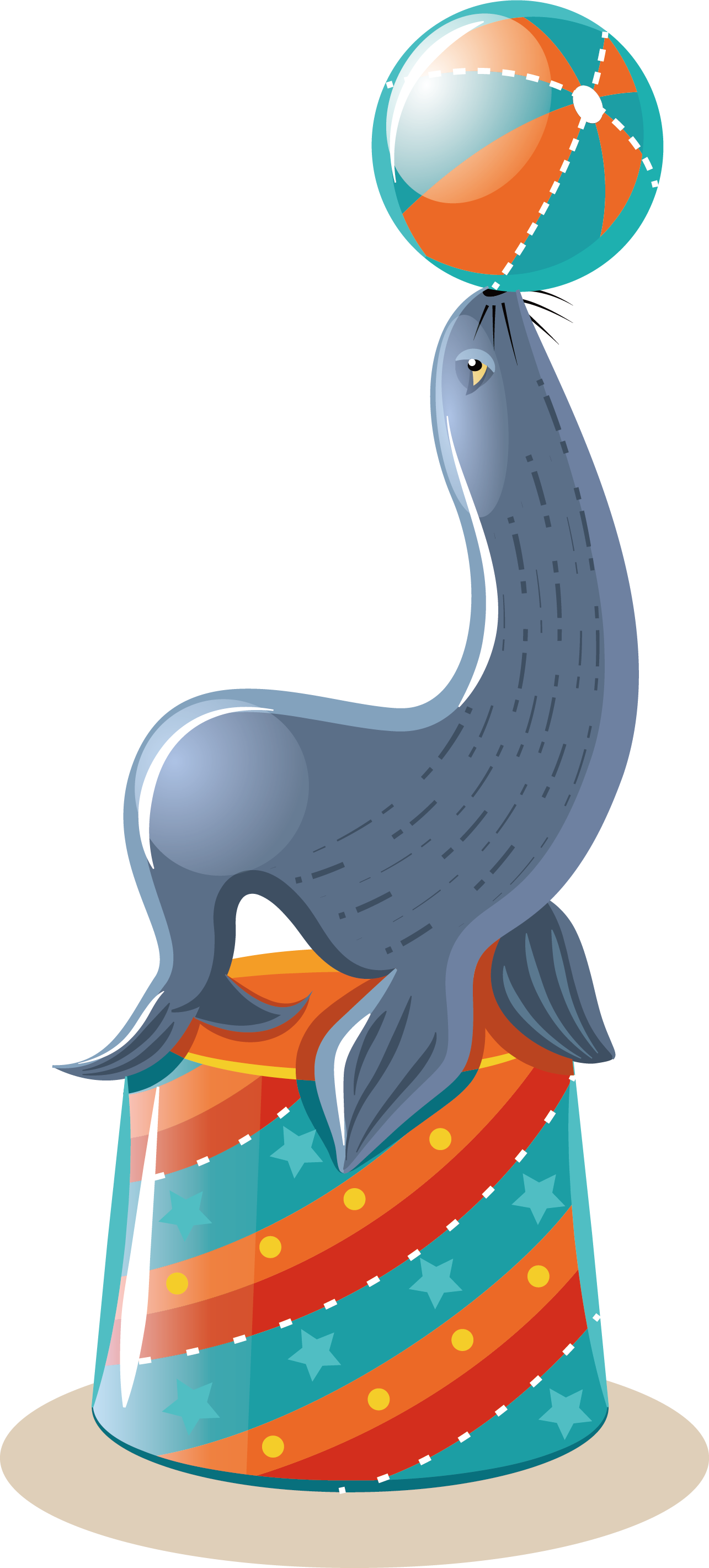 Sea Lion Illustration - Tamer Circus Lion Vector (1285x2840)