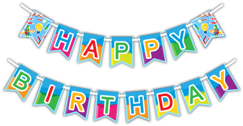 Super Science "happy Birthday" Party Banner - Birthday Party Banner Png (480x368)