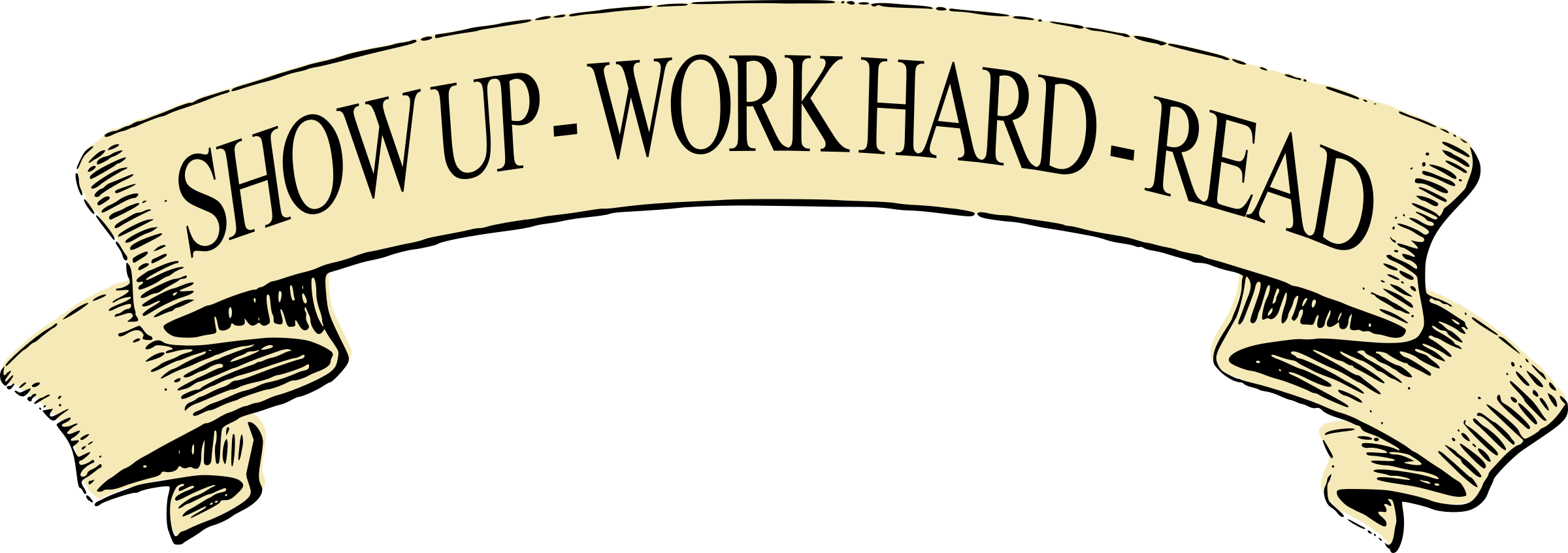 Up Work Hard Read Banner - Ribbon Vector Black And White (2400x846)