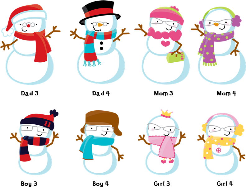 Snowman Family With Snowflakes - Christmas Day (844x644)