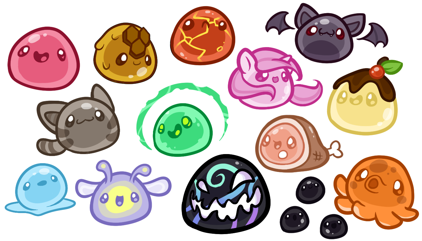 A Bunch Of Slimes By Tinklywinkly - Slime Rancher Para Pintar (1366x768)