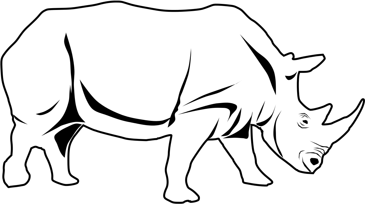 Rhino Clipart Black And White 1 - Rhino Clipart Black And White 1 (1280x905)
