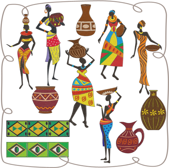 African Ladies Machine Embroidery Designs - Design (580x580)
