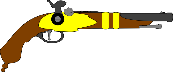 Flint Lock Clipart - Musket Pistol Clip Art (600x252)