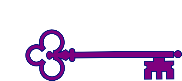 Purple Skeleton Key Clip Art - Skeleton Key Png (600x267)