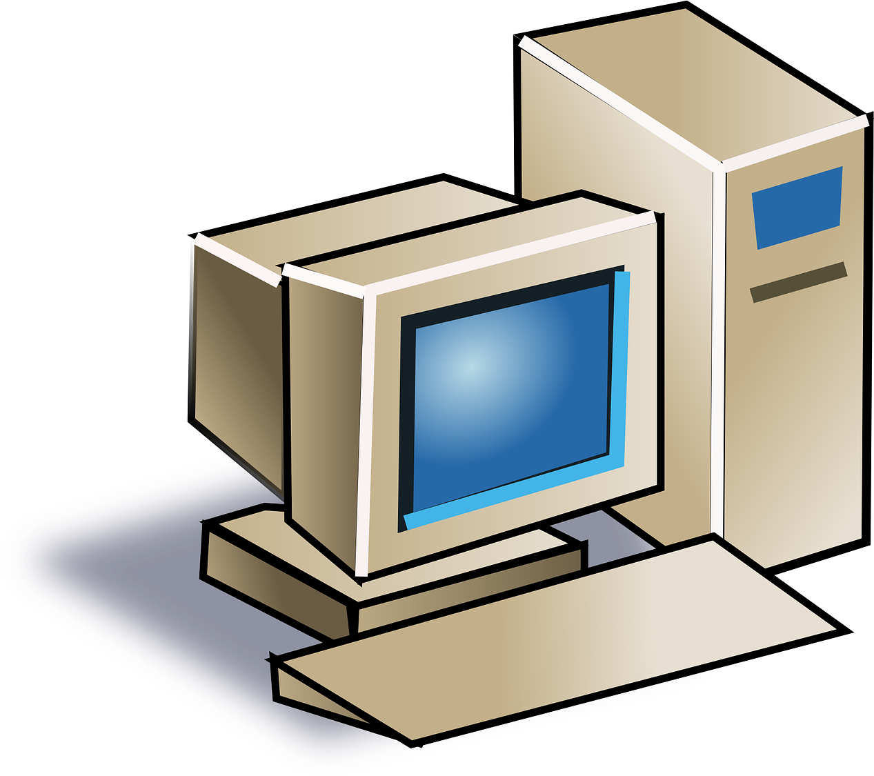 Old, Computer, Crt, Monitor, Keyboard, Free - Computer Clip Art (1280x1128)