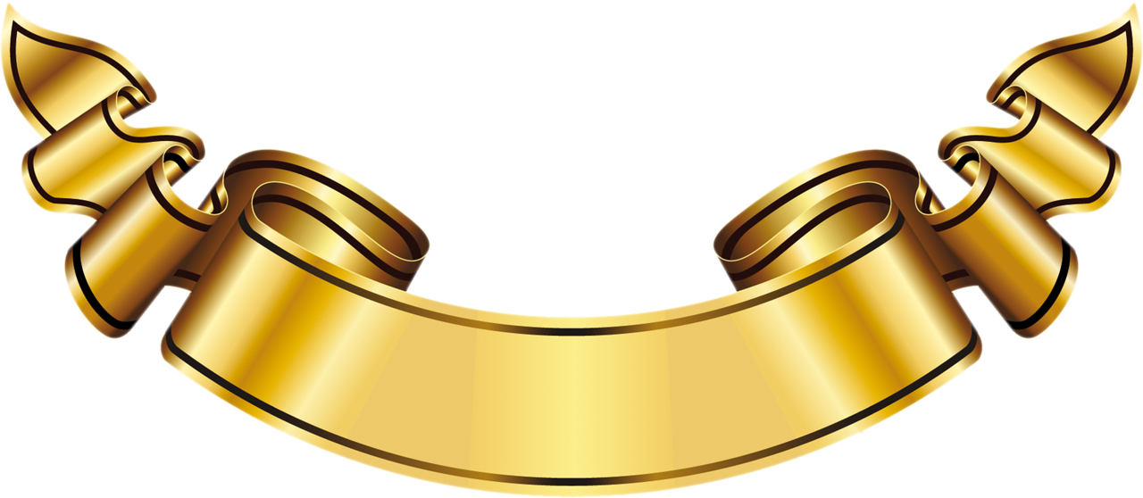 Large Gold Banner Clipart - Gold Ribbon Banner Png (1280x558)