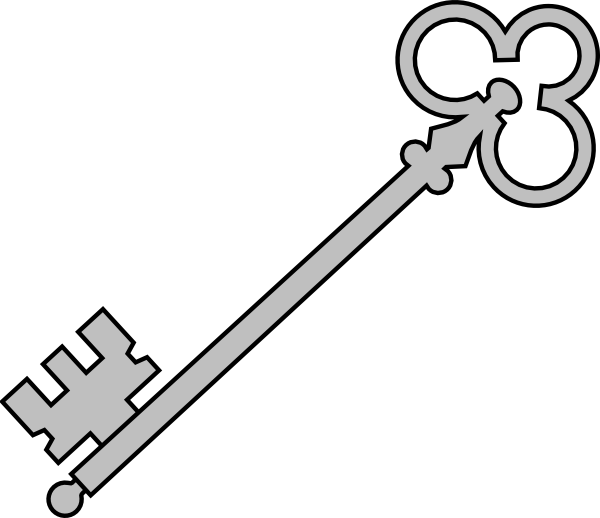 Black Olde Key Clip Art At Clker - Key Line Art (600x518)