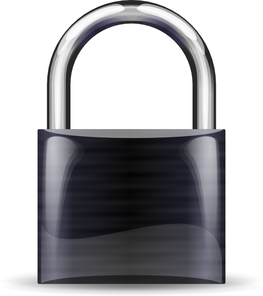 Padlock Black Clip Art At Clker - Black Padlock Clipart (534x601)