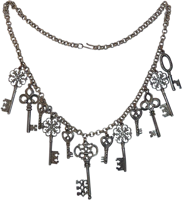 Silver Tone Skeleton Keys Costume Bib Necklace From - Jevelery Png (845x845)