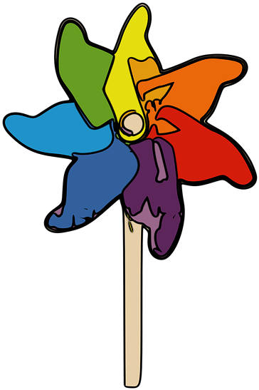 Spin Pinwheel, Wheel, Toy, Colorful, Wind, Spinning, - Pin Wheel Clip Art (425x640)