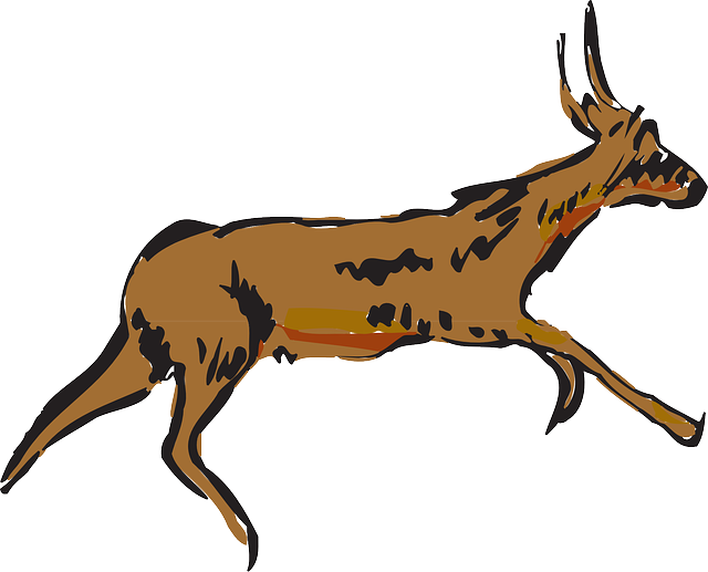 Antelope Running, Art, Forest, Horns, Animal, Scared, - Running Antelope Png (640x517)