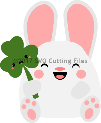 Kawaii Bunny With Shamrock - Shamrock (352x425)