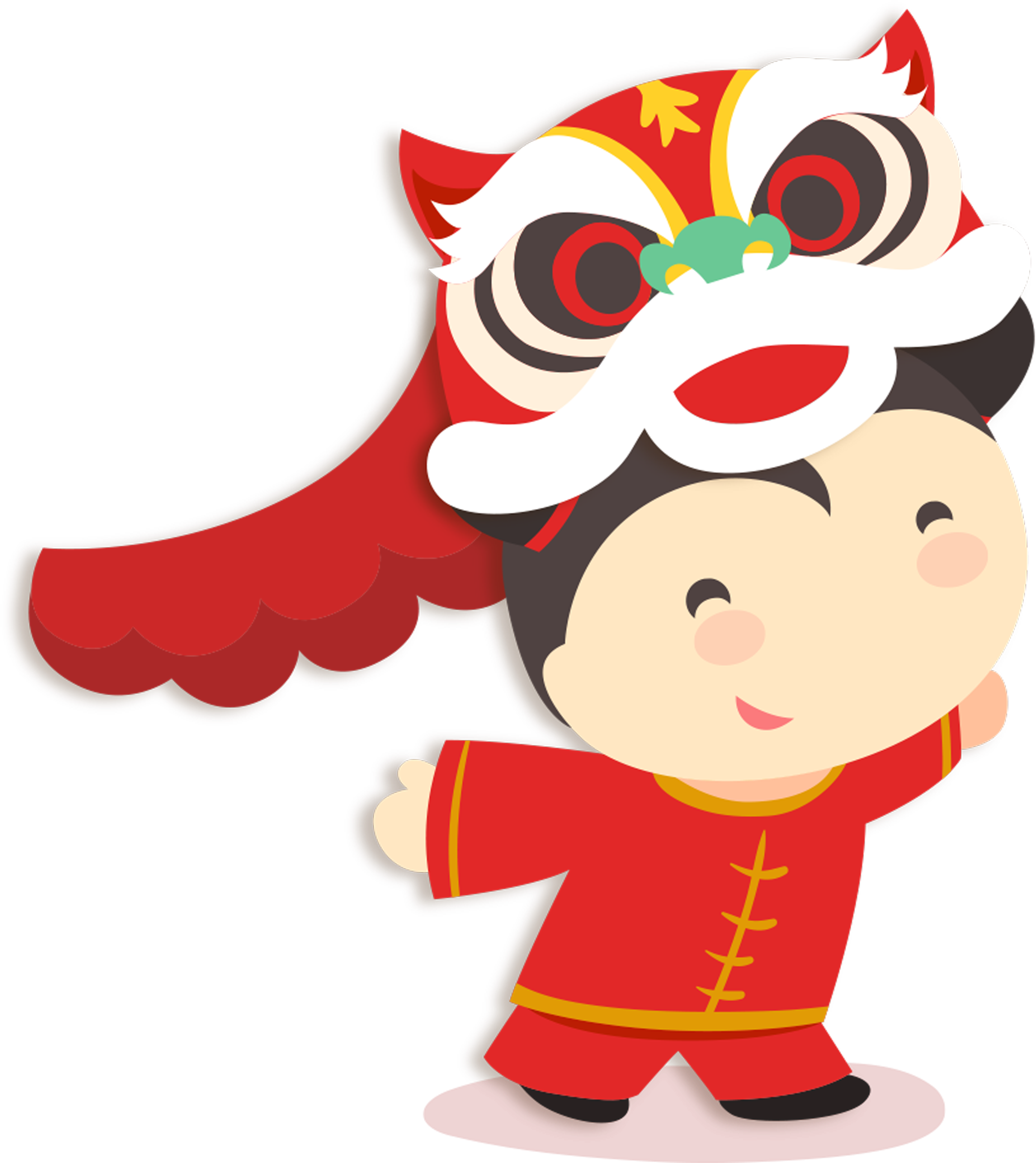 Chinese New Year Lion Dance Clip Art - 卡通 舞 龙 (3780x3780)