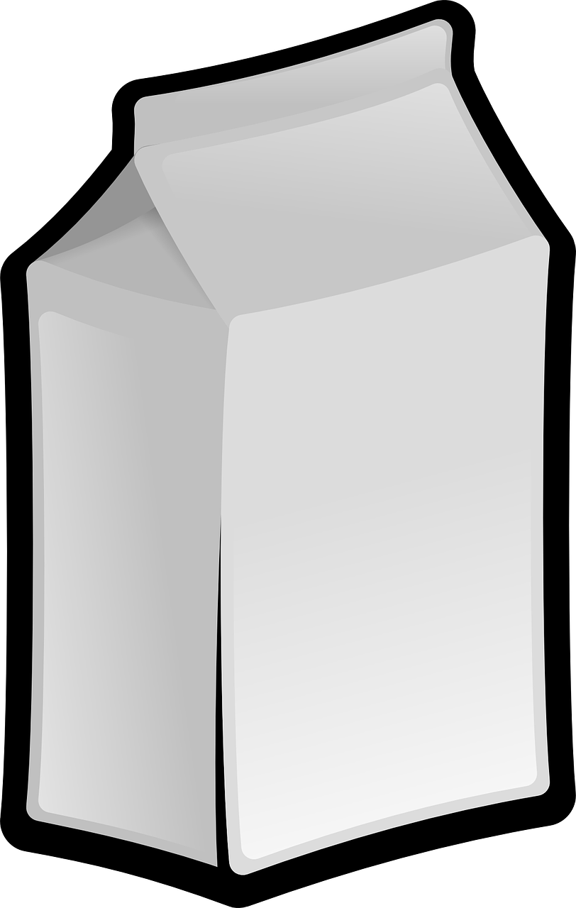 Milk Box, Glass, Food, Outline, Bottle, Cartoon, Free, - Carton Clip Art (812x1280)