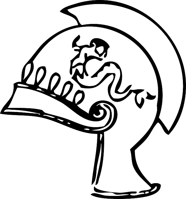 Greek Helmet, Armor, Fighter, Greek - Ancient Greek Helmet Outline (598x640)