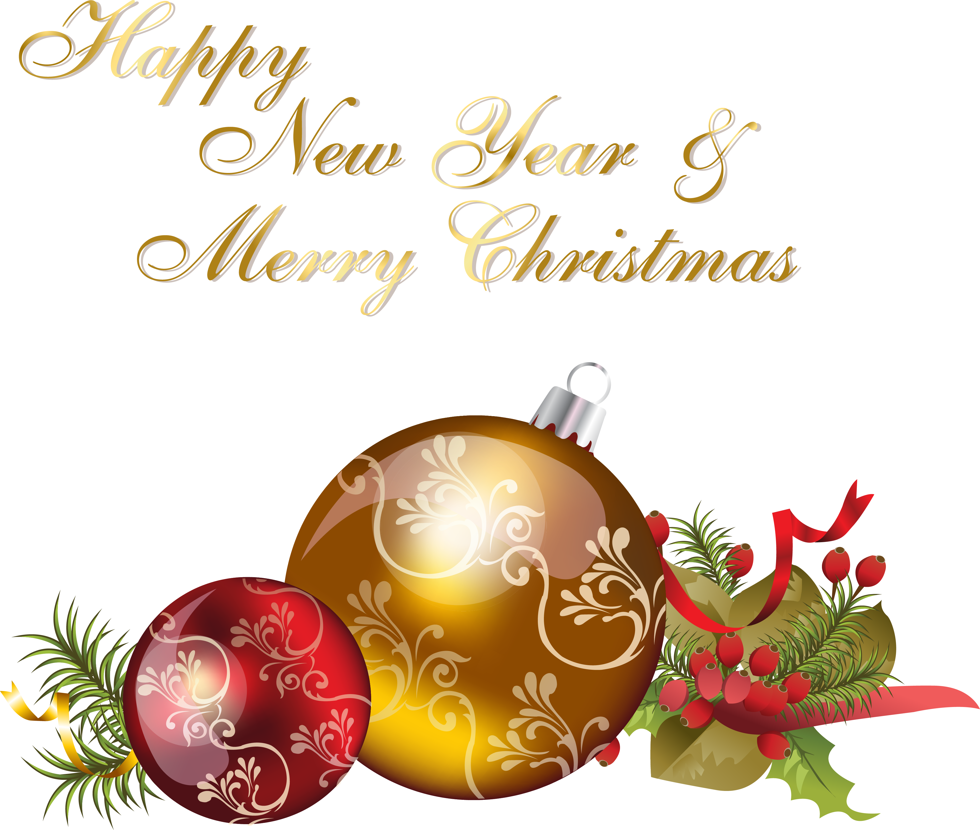 Happy New Year And Merry Christmas - Merry Christmas And Happy New Year 2018 Text (3863x3273)