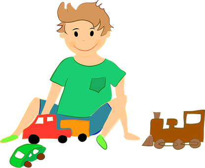 Boy Child Children Preschool Toys Boy Boy - Boy Playing Toys Cartoon (416x340)