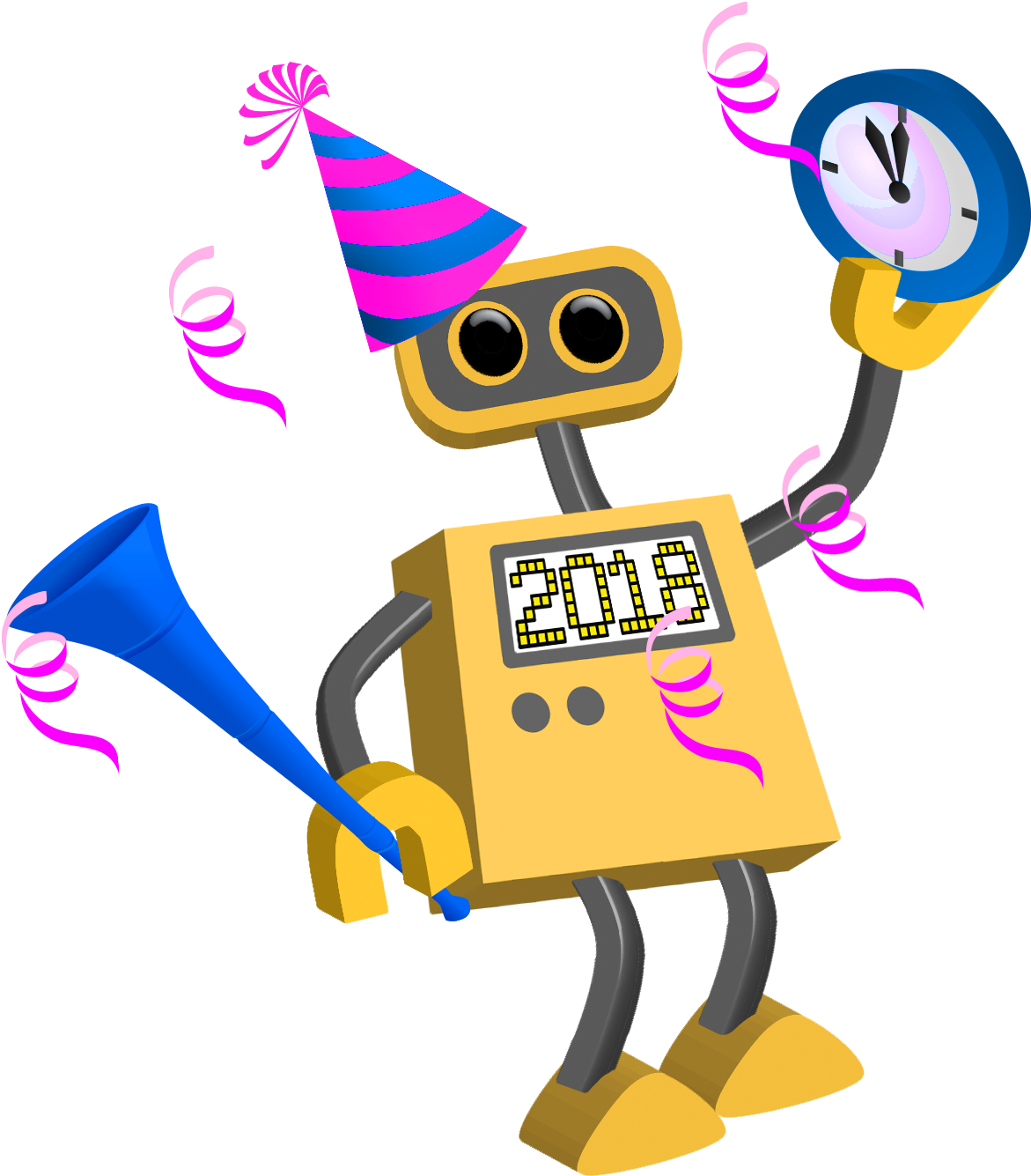 Happy New Year 2018 - Cartoon Happy New Year 2018 (1200x1350)