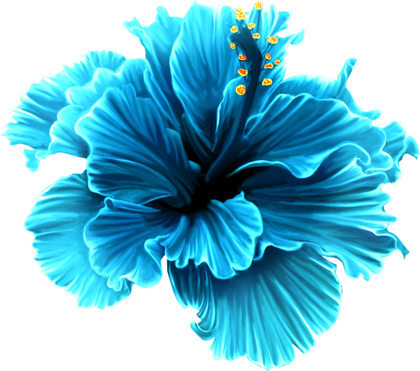 Moonlight Garden - Blue Tropical Flowers Clipart (600x529)