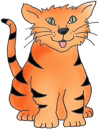 Cat Clip Art Sketches Drawings Graphics Clipart Png - Cat Drawing With Color (344x443)