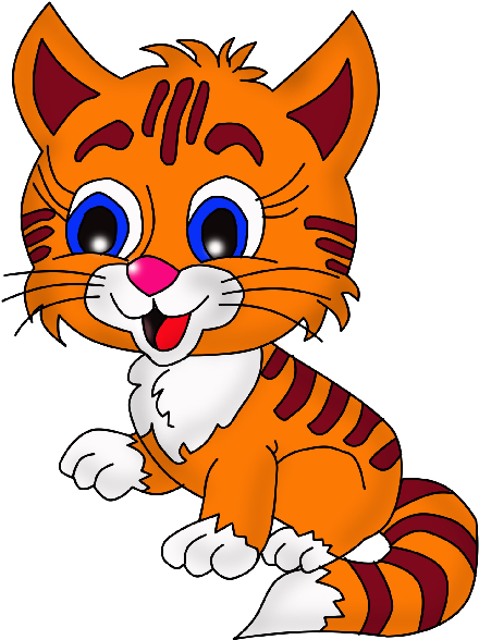 Big Eye Cat Clipart - Cartoon Images Of A Kitten (600x600)