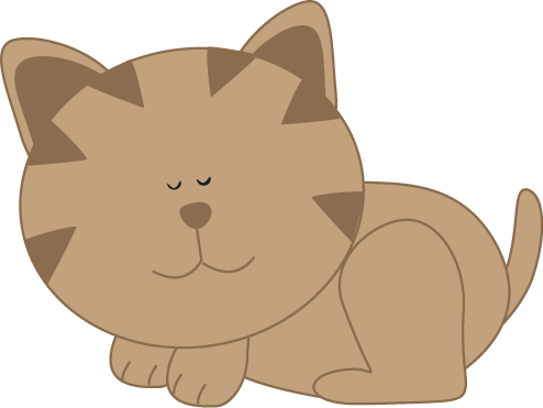 Sleeping Kitty Cat - Brown Cat Clip Art (494x371)