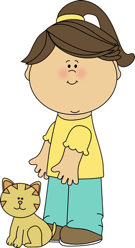 Girl With Cat With Cat - Happy Girl Face Clipart (273x500)