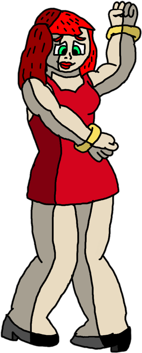 Black Widow Dancing In Red Dress By Kaijuboy455 - Cartoon (670x1191)