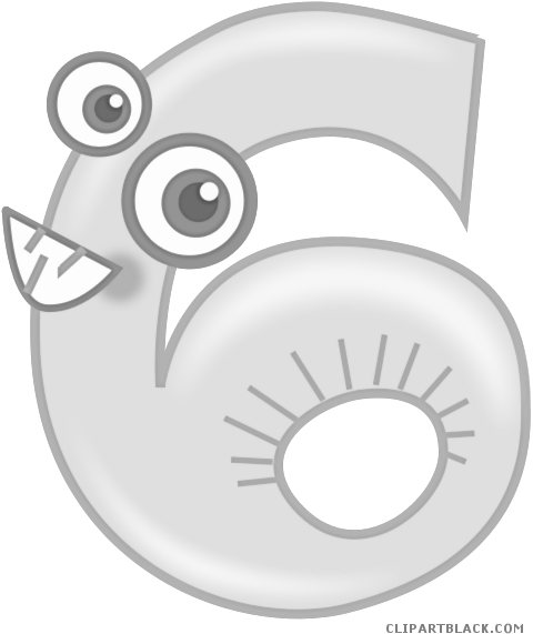 Animal Number Animal Free Black White Clipart Images - Number Six Shower Curtain (488x600)