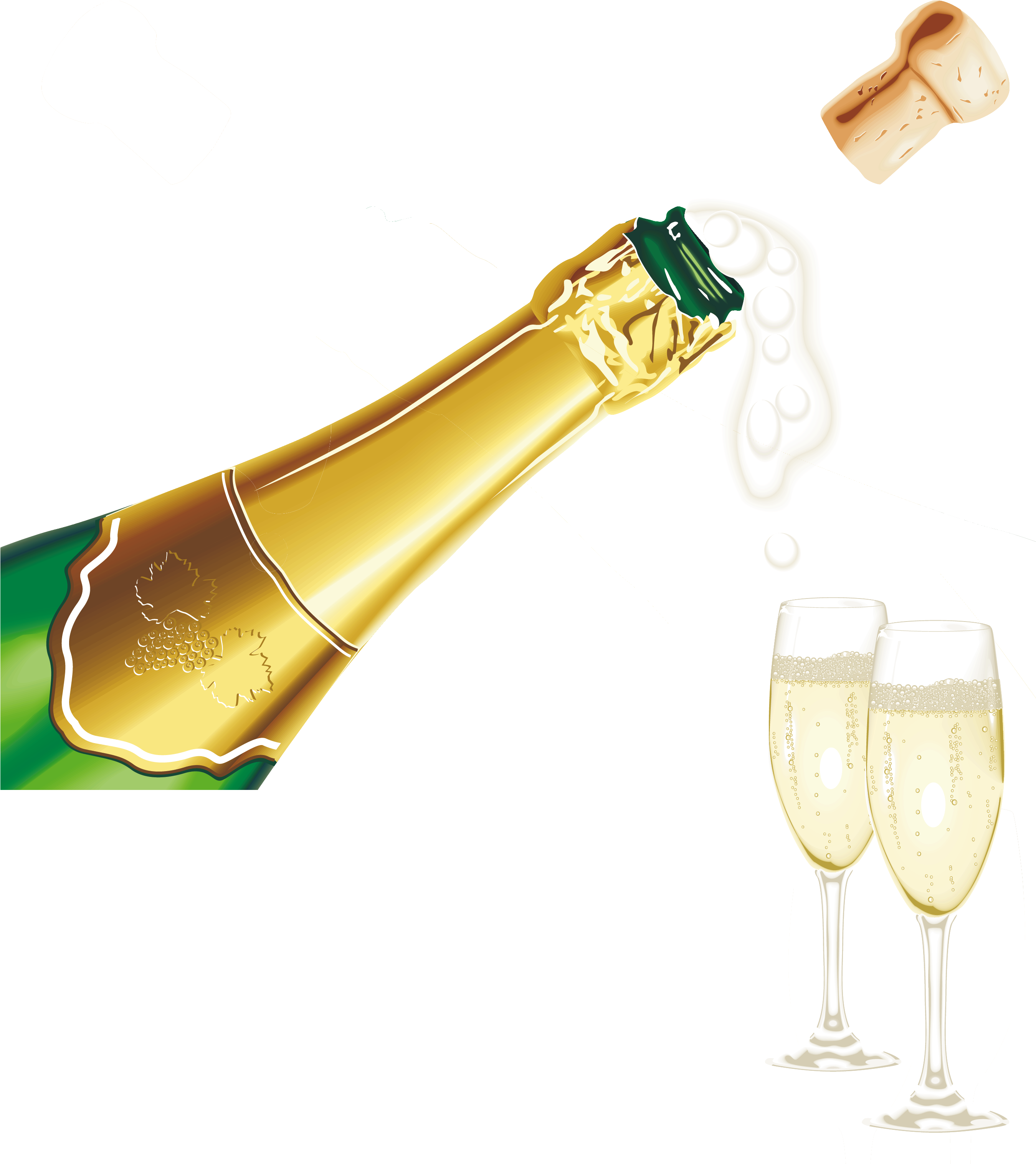 Birthday New Year Clip Art - Champagne Clipart Transparent Background (2737x3056)
