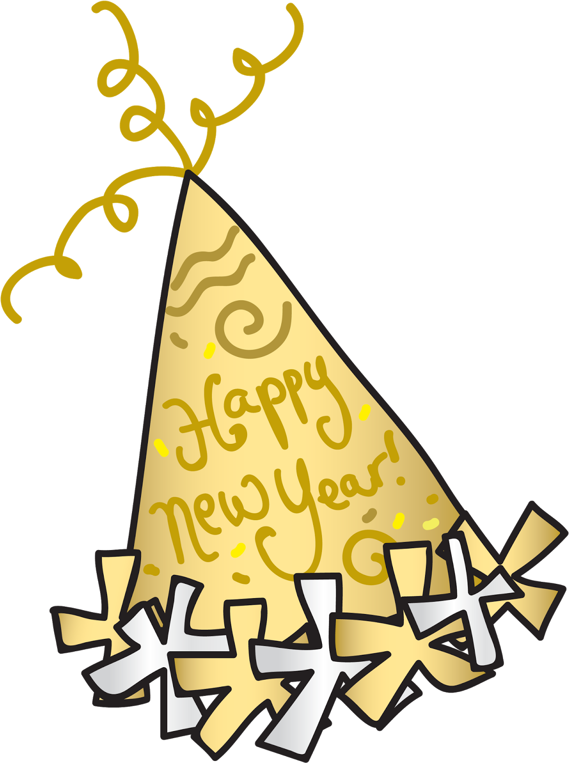 New Year Clipart For Kids - Happy New Year Party Hat Clipart Png (1202x1600)