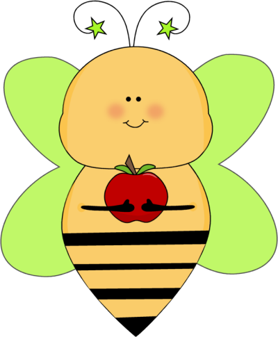 Green Star Bee With An Apple - Apple And A Bee (400x485)