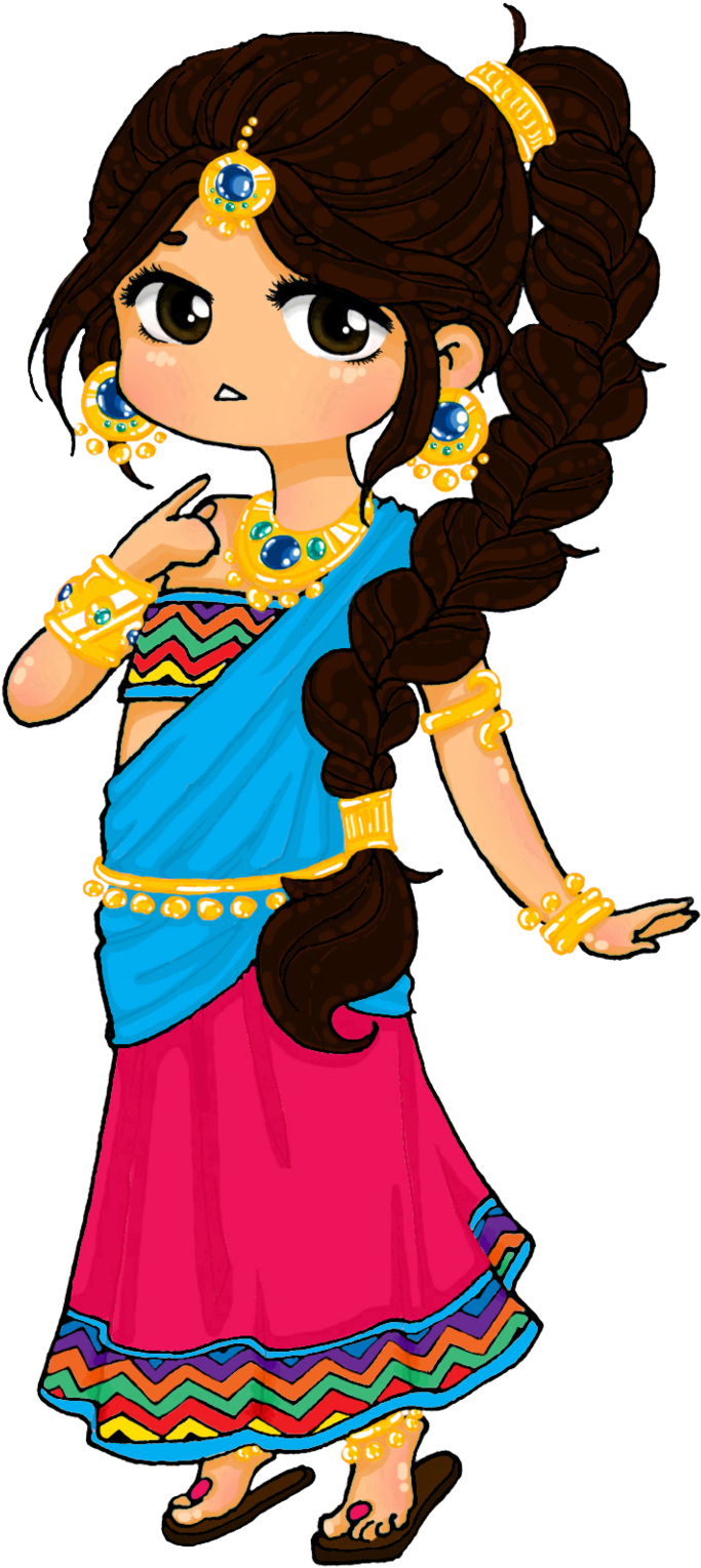 Indian Princess Drawing Chibi Clip Art - Indian Princess Drawing Chibi Clip Art (1024x1700)