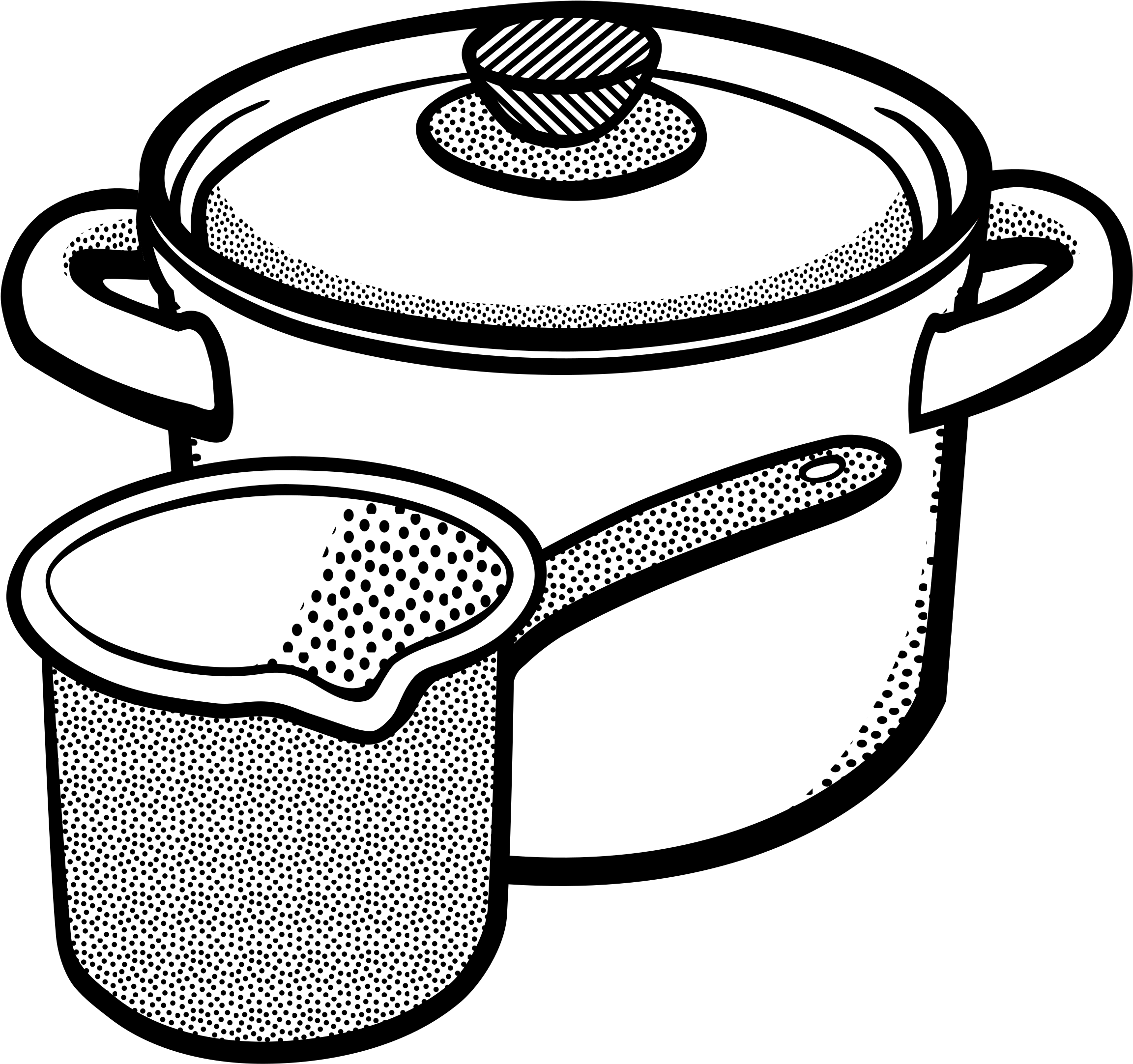 Kitchen Pots - Pot Clip Art Black And White (2400x2250)