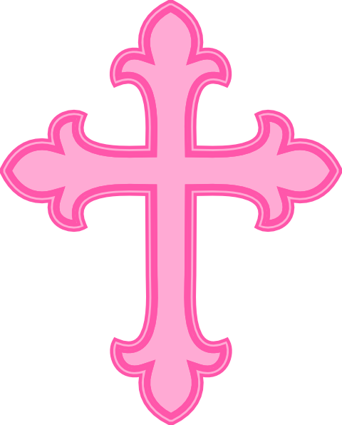 Pink Baptism Cross Clipart - Pink Cross For Baptism (480x596)