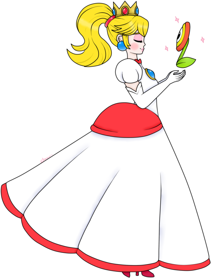 Princess Peach By Ashourii - Princess Peach Fire Flower (885x902)