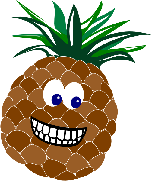 Pineapple Clipart Animated - Fruit Clipart With Faces (504x599)
