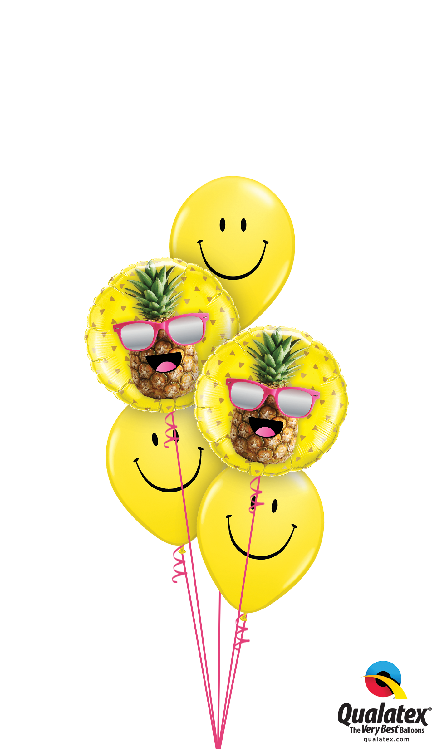 Cool Pineapple And Smiley Face Back To School Balloon - 6" Qualatex Latex Quicklink Mocha Brown 50 Count - (1400x2400)