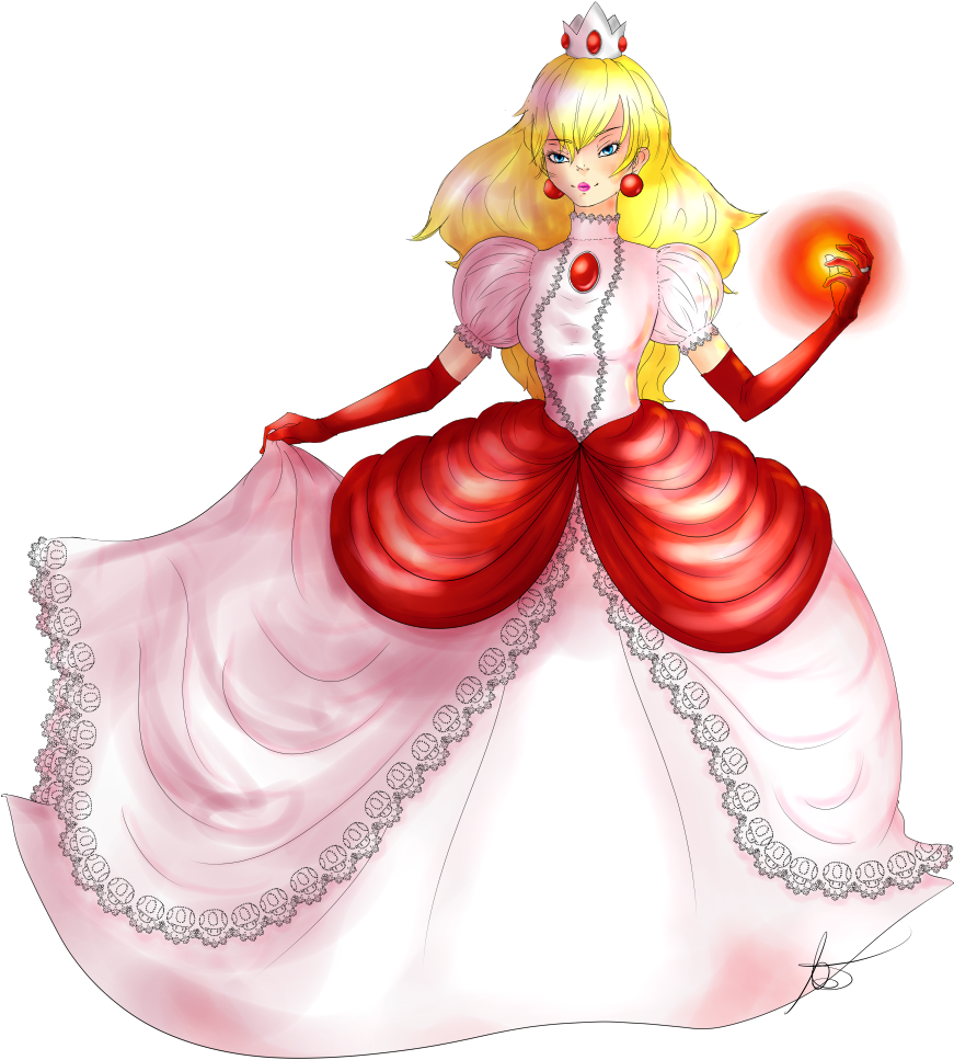 Princess Toadstool Fire Flower By Yoursassyteacher - Princess Peach Fire Flower (915x1000)