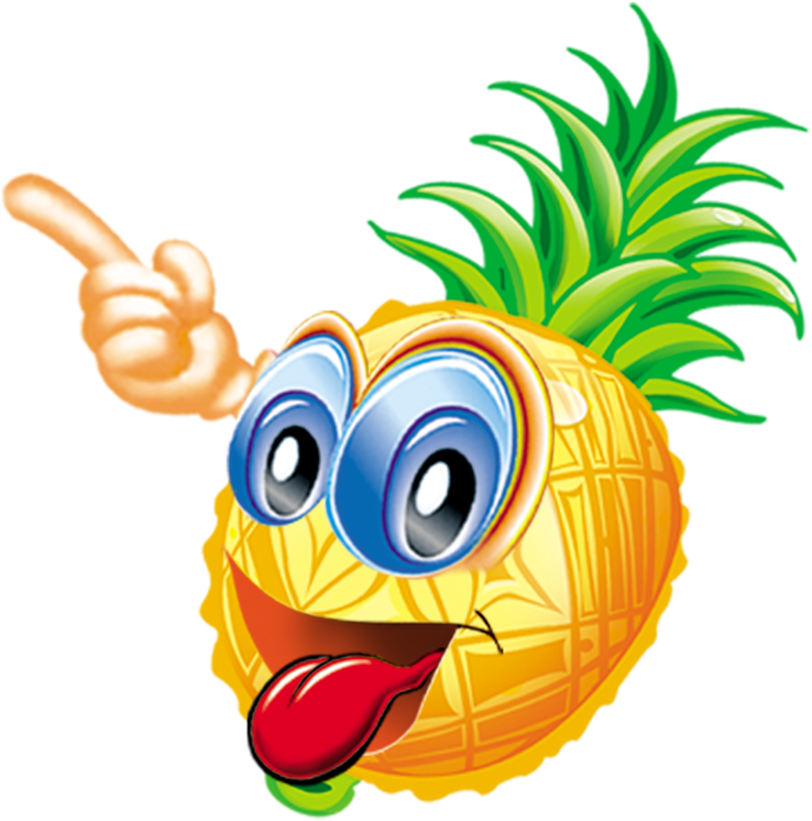 Ananas Mit Smiley - Funny Animated Pictures Of Fruit (774x800)