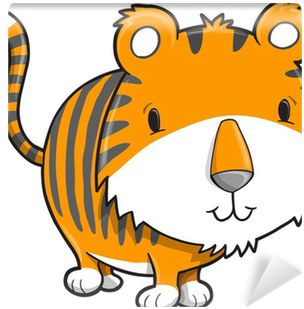 Cute Safari Tiger Cub Vector Illustration Art Wall - Clip Art (400x400)